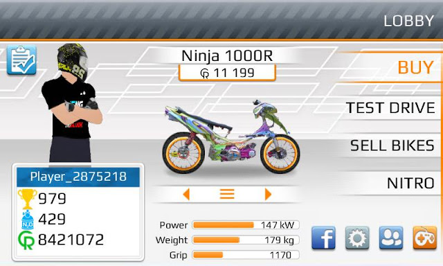 Download Drag Racing Bike Mod Apk 201 M (Indonesian Version)