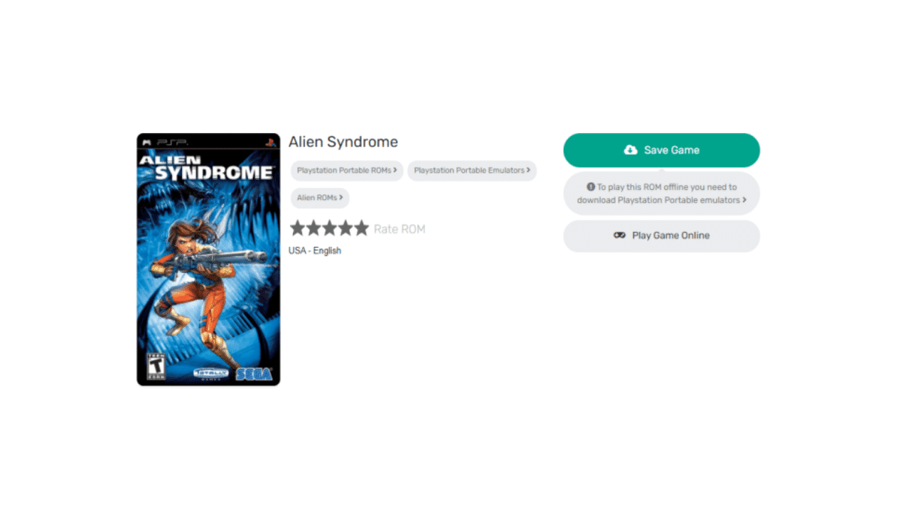 Download Game PPSSPP Alien Syndrome